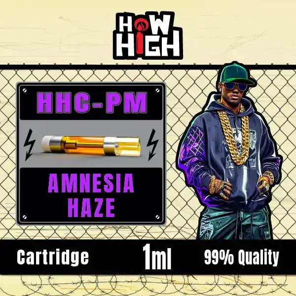 Висококачествен HHC-PM пълнител Amnesia Haze 1ml от How2High Bulgaria. Мощен ефект и автентичен вкус.